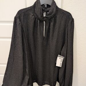 Nine West Black Twist Neck Blouse